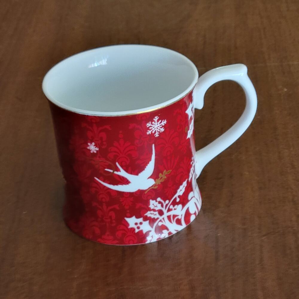 Starbucks Coffee Mug 2010 by Rosanna Christmas Holiday Red Gold Bird 12oz